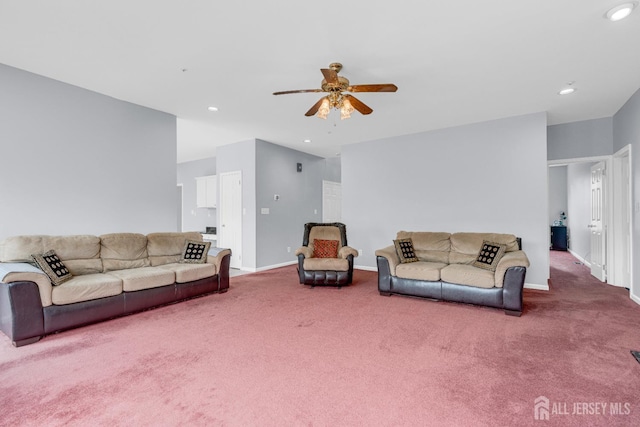 6 Garretson Dr, Franklin, NJ 08823 - carpeted living area with a ceiling fan, recessed lighting, and baseboards