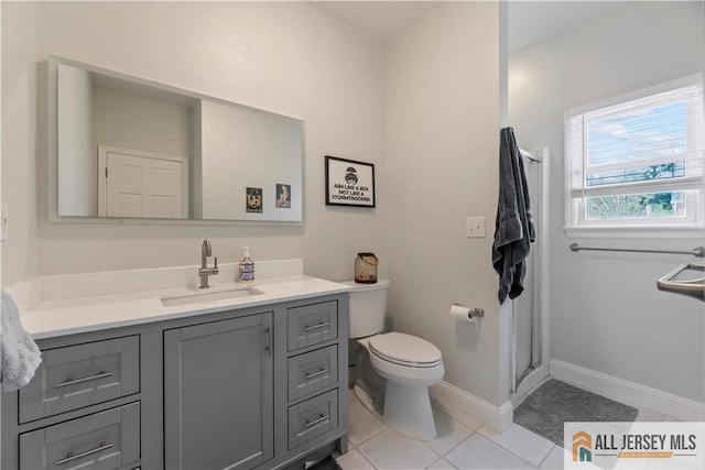 11 Hilltop Blvd N, East Brunswick, NJ 08816 - full bath with vanity, tile patterned floors, toilet, a shower stall, and baseboards