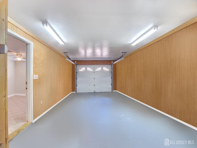 garage with wooden walls