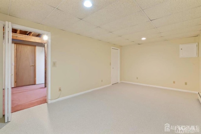6 Persimmon Ct, East Brunswick, NJ 08816 - carpeted empty room featuring a paneled ceiling, recessed lighting, and electric panel