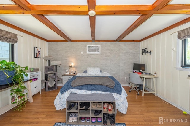 33 Orchard Rd, Middlesex, NJ 08846 - bedroom featuring an office area, wood finished floors, and beam ceiling