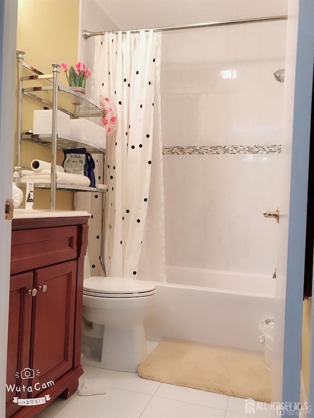156 Nebula Rd, Piscataway, NJ 08854 - bathroom with shower / tub combo with curtain, tile patterned flooring, and vanity