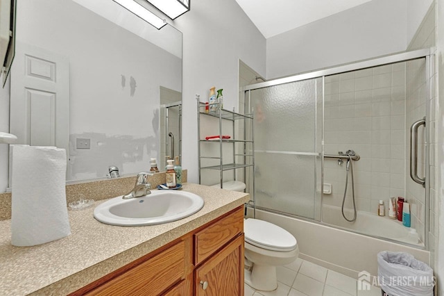 32 Prusakowski Blvd, Sayreville, NJ 08859 - bathroom with vanity, shower / bath combination with glass door, and tile patterned floors