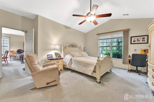 32 Prusakowski Blvd, Sayreville, NJ 08859 - carpeted bedroom featuring vaulted ceiling, an office area, and a ceiling fan