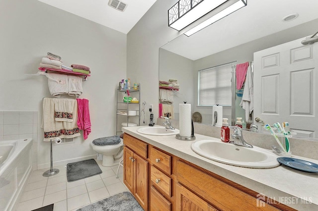 32 Prusakowski Blvd, Sayreville, NJ 08859 - full bathroom featuring tile patterned flooring, double vanity, and a bath