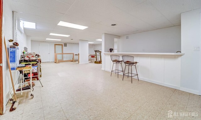 1580 Mountain Top Rd, Bridgewater, NJ 08807 - below grade area with tile patterned floors and a paneled ceiling