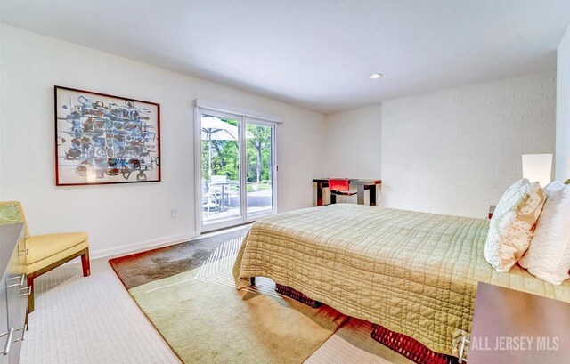 1580 Mountain Top Rd, Bridgewater, NJ 08807 - bedroom with carpet, access to exterior, baseboards, and recessed lighting