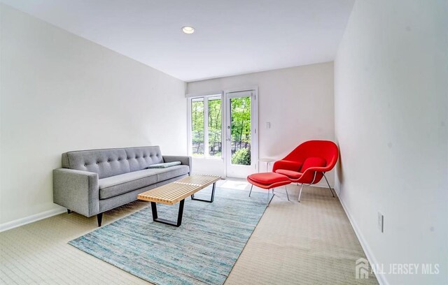 1580 Mountain Top Rd, Bridgewater, NJ 08807 - living area featuring carpet, baseboards, and recessed lighting