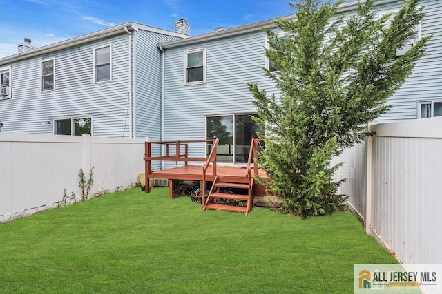 17 Begonia Ct, Sayreville, NJ 08872 - back of house with a chimney, a deck, and a fenced backyard