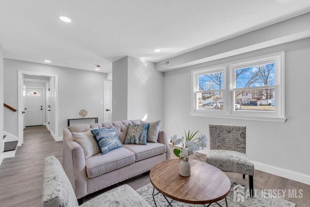 living room featuring hardwood / wood-style flooring