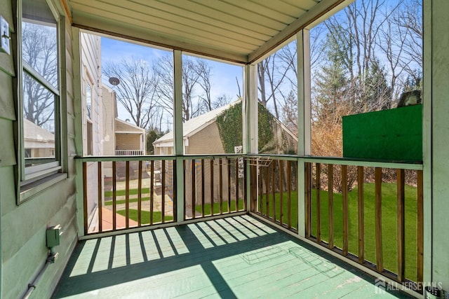 view of unfurnished sunroom