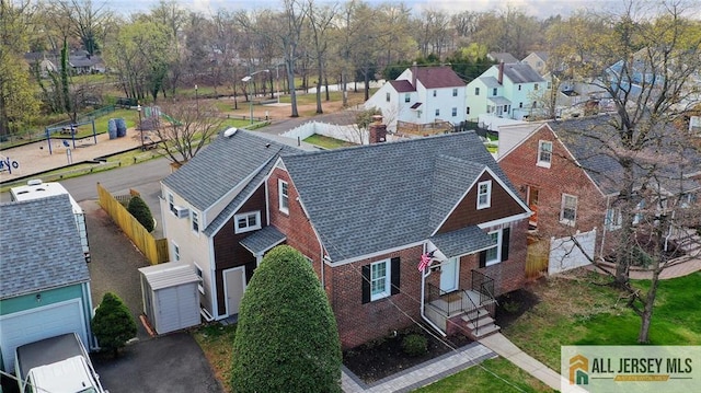 aerial view with a residential view