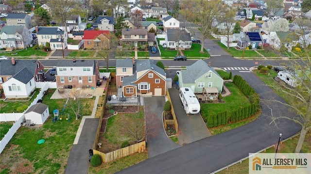 drone / aerial view with a residential view