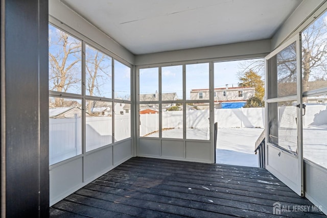 view of unfurnished sunroom