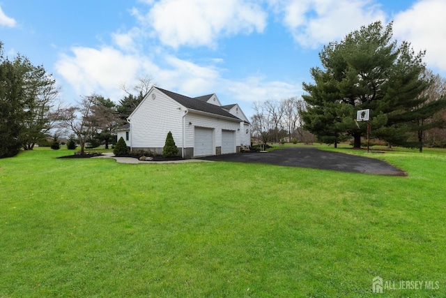 445 Grace Hill Rd, Monroe, NJ 08831 - view of side of property featuring driveway, a garage, and a lawn