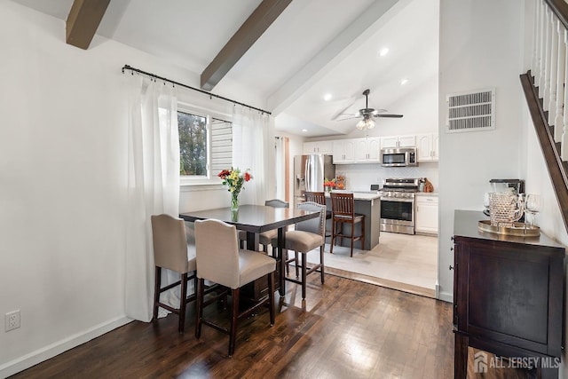 1 York St, Old Bridge, NJ 08857 - dining space featuring wood finished floors, stairs, a ceiling fan, recessed lighting, and baseboards