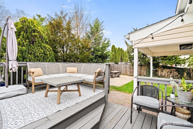 1 York St, Old Bridge, NJ 08857 - wooden terrace featuring fence and outdoor lounge area