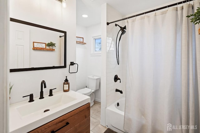 1 York St, Old Bridge, NJ 08857 - bathroom featuring toilet, tile patterned floors, vanity, and shower / bath combination with curtain