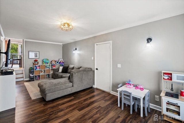 1 York St, Old Bridge, NJ 08857 - living area with wood finished floors, crown molding, and baseboards