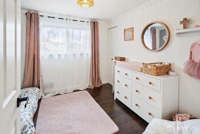 1 York St, Old Bridge, NJ 08857 - bedroom with dark wood-style flooring and ornamental molding