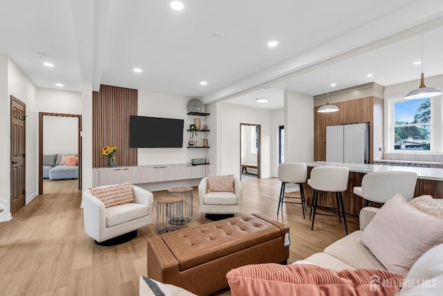 35 Glenville Rd, Edison, NJ 08817 - living area featuring light wood-style flooring and recessed lighting