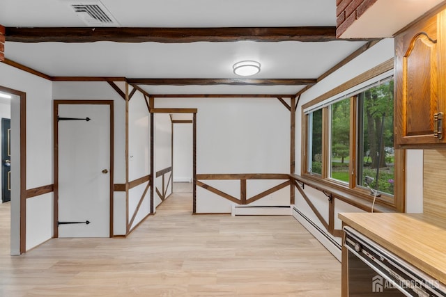 40 Montclair Ave, Edison, NJ 08820 - below grade area featuring light wood-type flooring and a baseboard heating unit