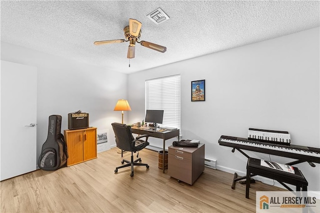 21 Celtis Plz Unit 21B, Monroe, NJ 08831 - office space featuring wood finished floors, a ceiling fan, a textured ceiling, and a baseboard heating unit