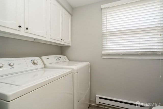 474 Revere Way Unit N, Monroe, NJ 08831 - laundry room with a baseboard radiator, separate washer and dryer, and cabinet space
