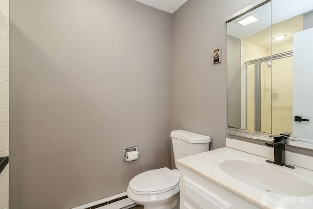 474 Revere Way Unit N, Monroe, NJ 08831 - bathroom with toilet, vanity, and an enclosed shower