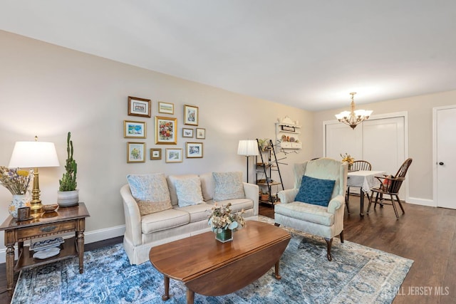 29 Tansy Ct, Bedminster, NJ 07921 - living area with a chandelier, baseboards, and wood finished floors