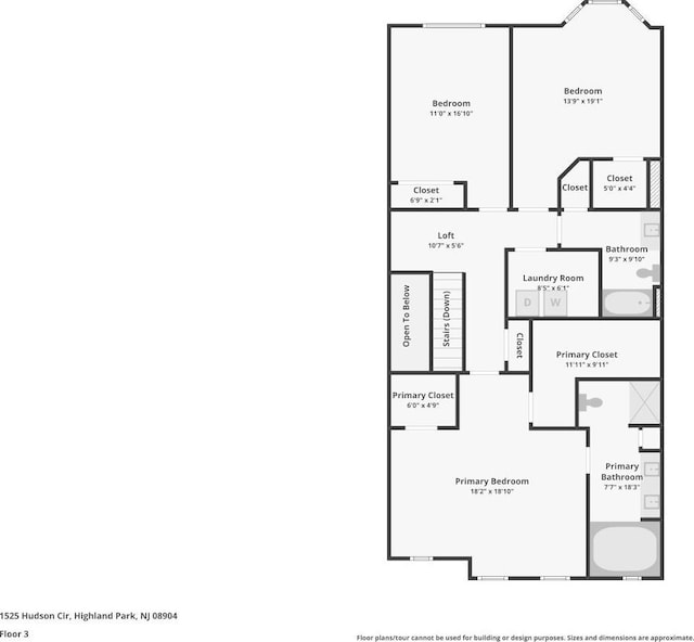 1525 Hudson Cir, Highland Park, NJ 08904 - floor plan / room layout
