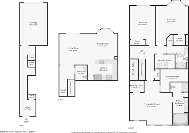 1525 Hudson Cir, Highland Park, NJ 08904 - view of property floor plan
