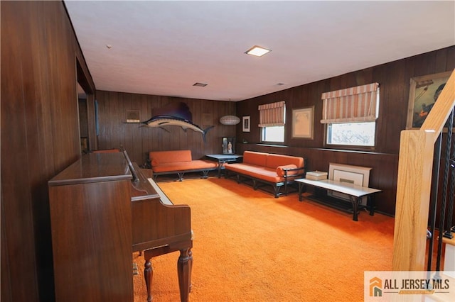 12 Tompkins Rd, East Brunswick, NJ 08816 - game room featuring carpet floors and wooden walls