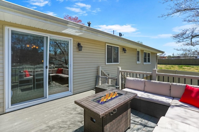 7 Arthurs Ct, Manalapan, NJ 07726 - wooden deck featuring an outdoor living space with a fire pit