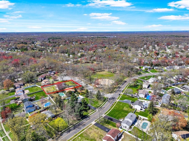 7 Arthurs Ct, Manalapan, NJ 07726 - aerial perspective of suburban area featuring property parcel outlined