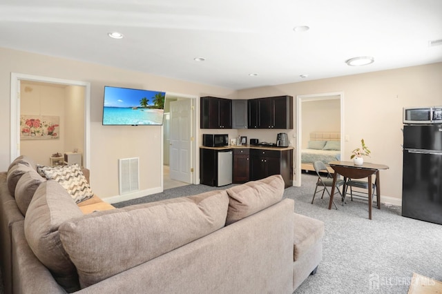 7 Arthurs Ct, Manalapan, NJ 07726 - living area featuring light carpet, baseboards, and recessed lighting