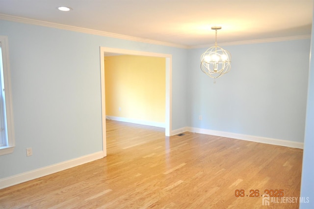 9-B Melborn Dr Unit 9B, Monroe, NJ 08831 - empty room featuring a chandelier, light wood finished floors, crown molding, and recessed lighting