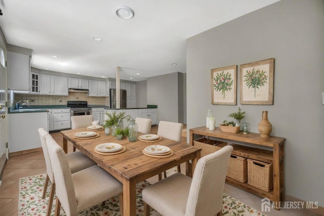 15 Federal Rd, Monroe, NJ 08831 - dining area featuring light tile patterned floors and recessed lighting