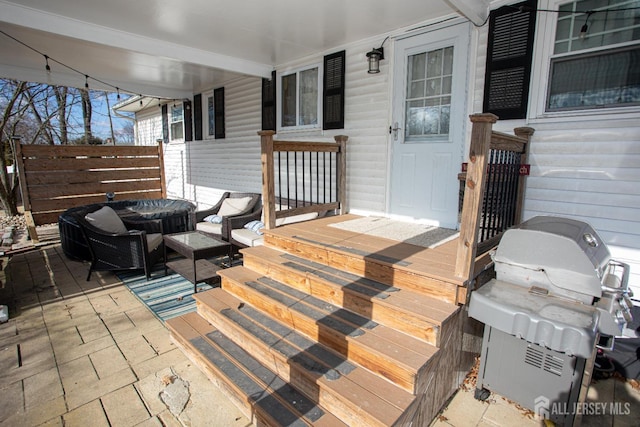 view of patio with area for grilling