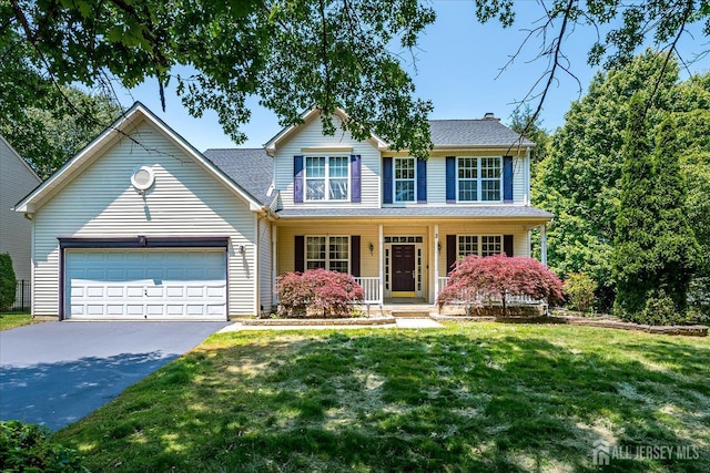 2 Durham Way E, Windsor, NJ 08520 - view of front facade featuring driveway, a garage, covered porch, and a front yard