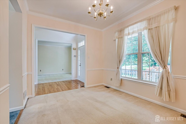 2 Durham Way E, Windsor, NJ 08520 - carpeted empty room featuring a chandelier, ornamental molding, and baseboards