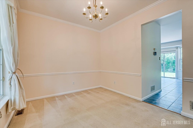 2 Durham Way E, Windsor, NJ 08520 - carpeted spare room with a chandelier, crown molding, and baseboards