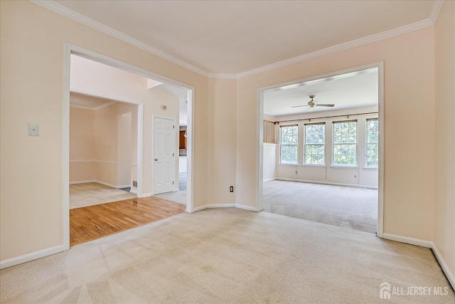 2 Durham Way E, Windsor, NJ 08520 - carpeted empty room with crown molding, a ceiling fan, and baseboards