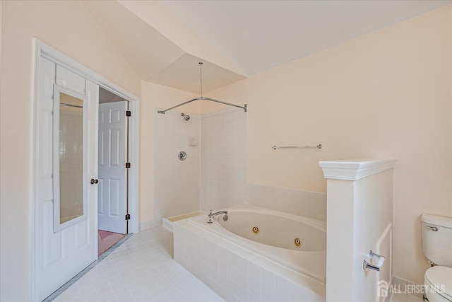 2 Durham Way E, Windsor, NJ 08520 - full bath featuring toilet, vaulted ceiling, and tile patterned floors