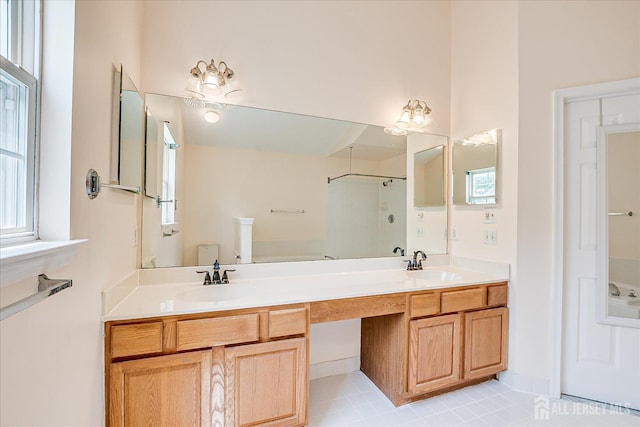 2 Durham Way E, Windsor, NJ 08520 - full bath featuring double vanity, a shower, and tile patterned flooring