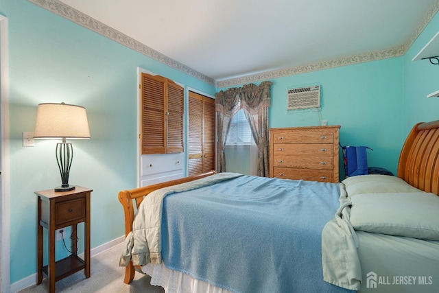 58 Hudson St, Menlo Park Terrace, NJ 08840 - bedroom featuring an AC wall unit and carpet floors