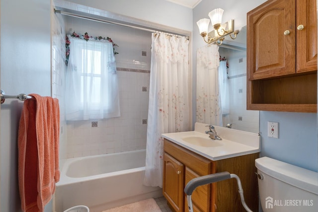 58 Hudson St, Menlo Park Terrace, NJ 08840 - full bath with vanity, shower / tub combo with curtain, and a chandelier