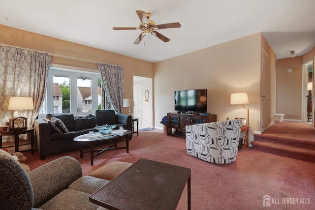 58 Hudson St, Menlo Park Terrace, NJ 08840 - living room with carpet and ceiling fan