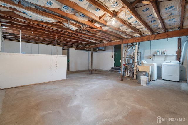 58 Hudson St, Menlo Park Terrace, NJ 08840 - unfinished basement with washer and dryer