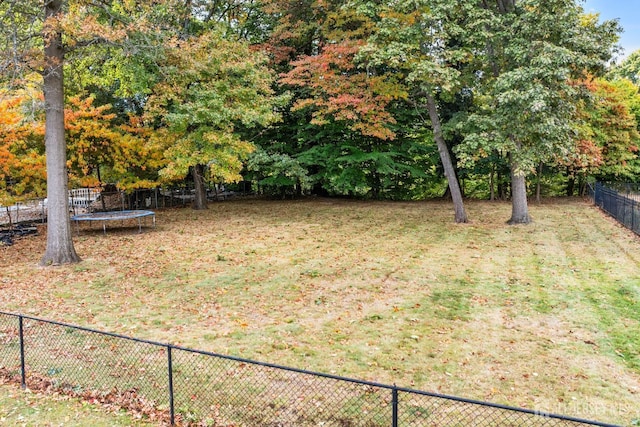 view of yard with a trampoline